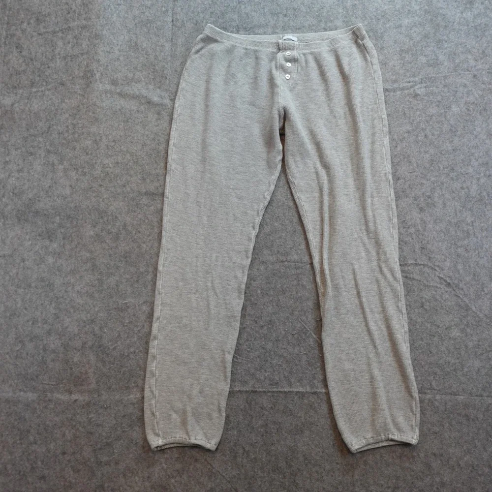 Eberjey Pants Womens Small Gray Waffle Knit Henley Button Fly Lounge Pajama Pant